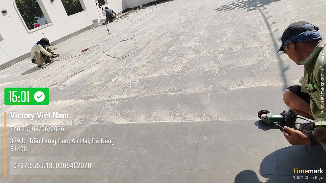 Thi công chống thấm sàn mái, sàn nhà vệ sinh khách sạn đường Trần Hưng Đạo, TP Đà Nẵng  