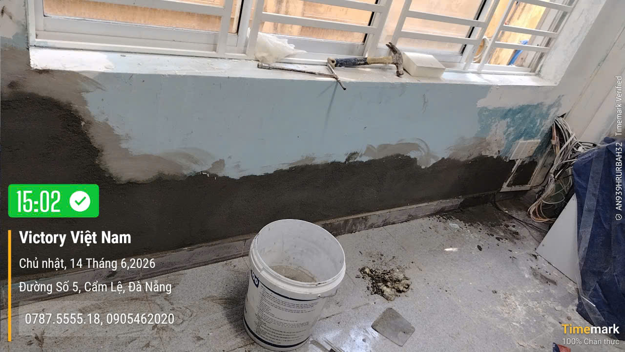 Thi công chống thấm tường nội ngoại thất, sơn nội ngoại thất cho công ty Điện Lực Đà Nẵng