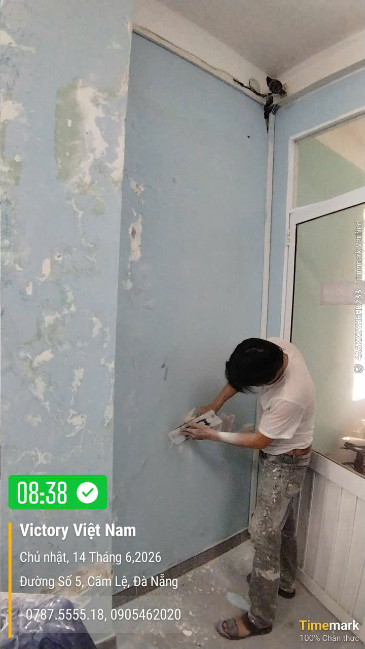 Thi công chống thấm tường nội ngoại thất, sơn nội ngoại thất cho công ty Điện Lực Đà Nẵng