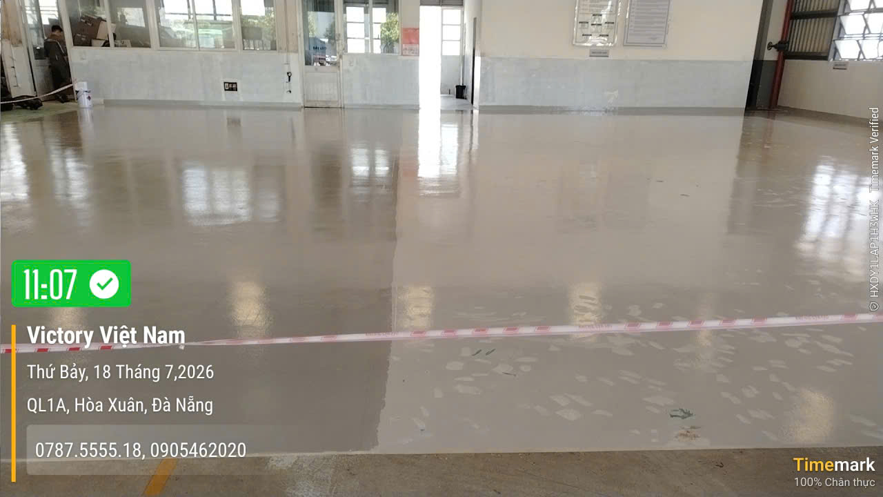 Thi công sơn sàn Epoxy cho xưởng sữa chữa xe ở Hòa Phước, Đà Nẵng