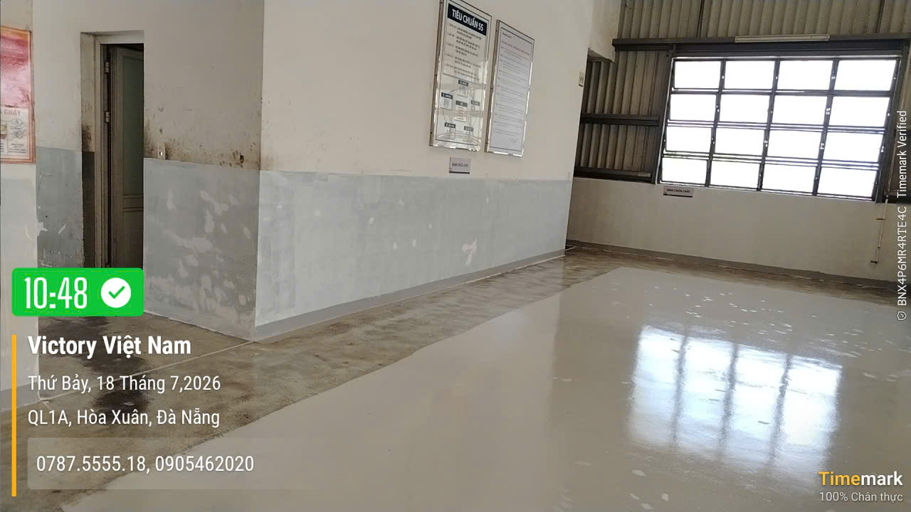 Thi công sơn sàn Epoxy cho xưởng sữa chữa xe ở Hòa Phước, Đà Nẵng
