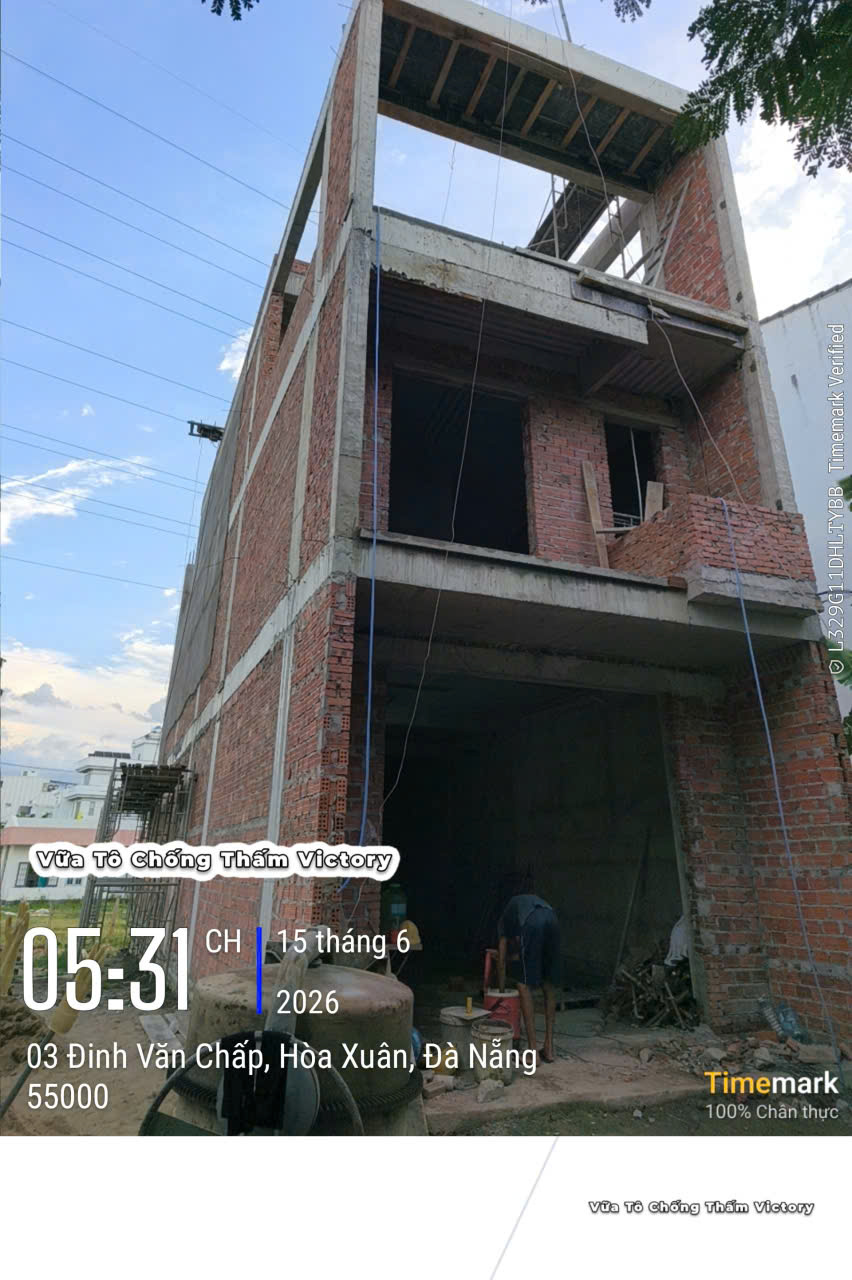 Thi công chống thấm sàn mái cho nhà dân dụng đường Đinh Văn Chấp,TP Đà Nẵng