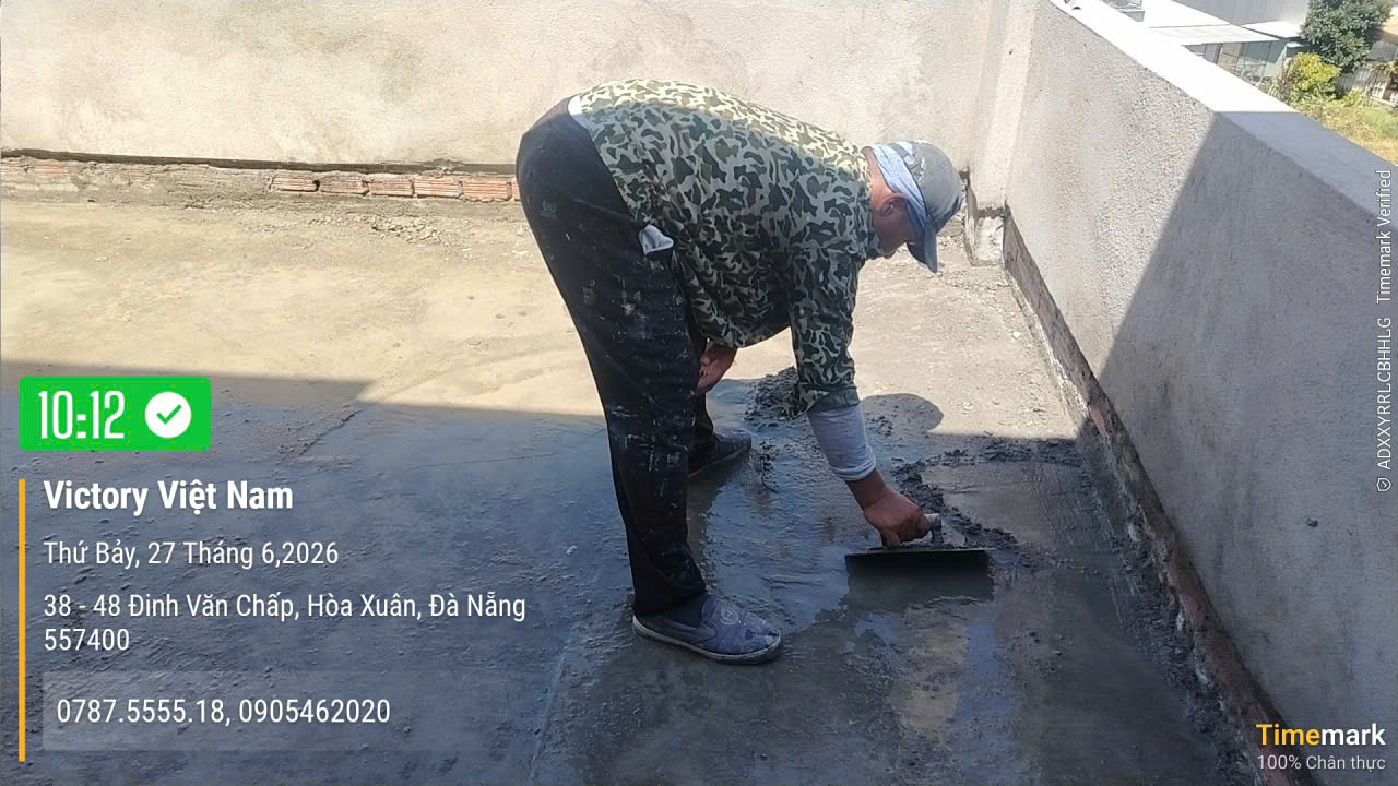 Thi công chống thấm sàn mái cho nhà dân dụng đường Đinh Văn Chấp,TP Đà Nẵng