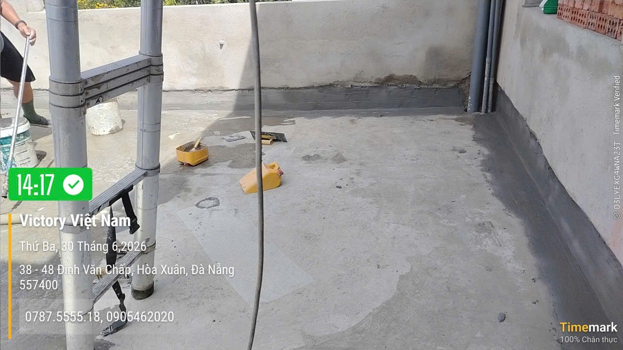 Thi công chống thấm sàn mái cho nhà dân dụng đường Đinh Văn Chấp,TP Đà Nẵng