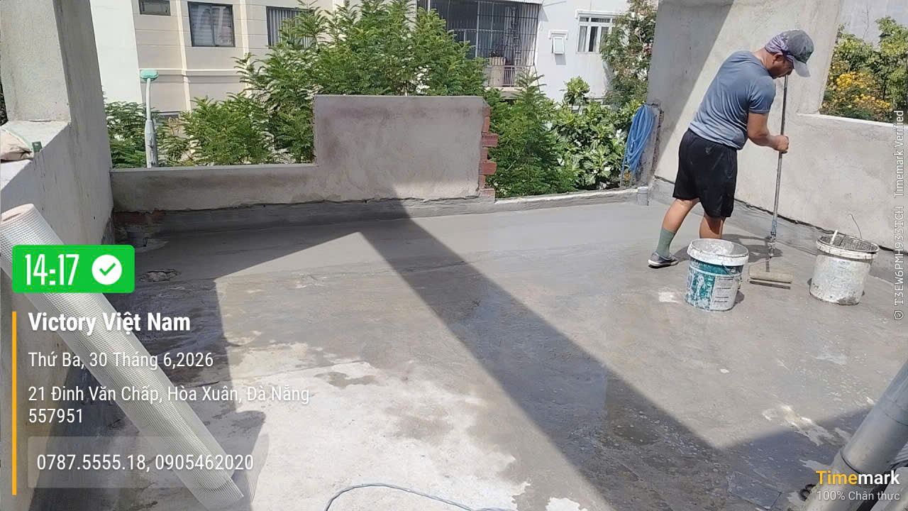 Thi công chống thấm sàn mái cho nhà dân dụng đường Đinh Văn Chấp,TP Đà Nẵng