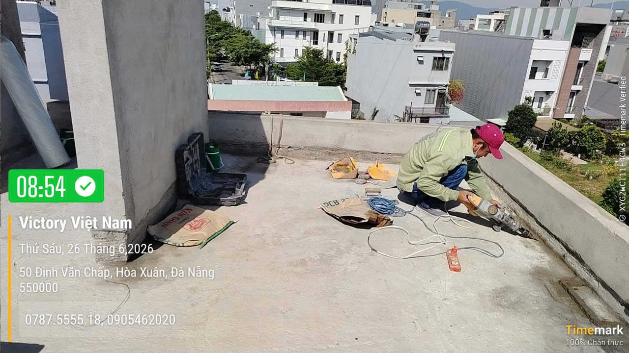 Thi công chống thấm sàn mái cho nhà dân dụng đường Đinh Văn Chấp,TP Đà Nẵng