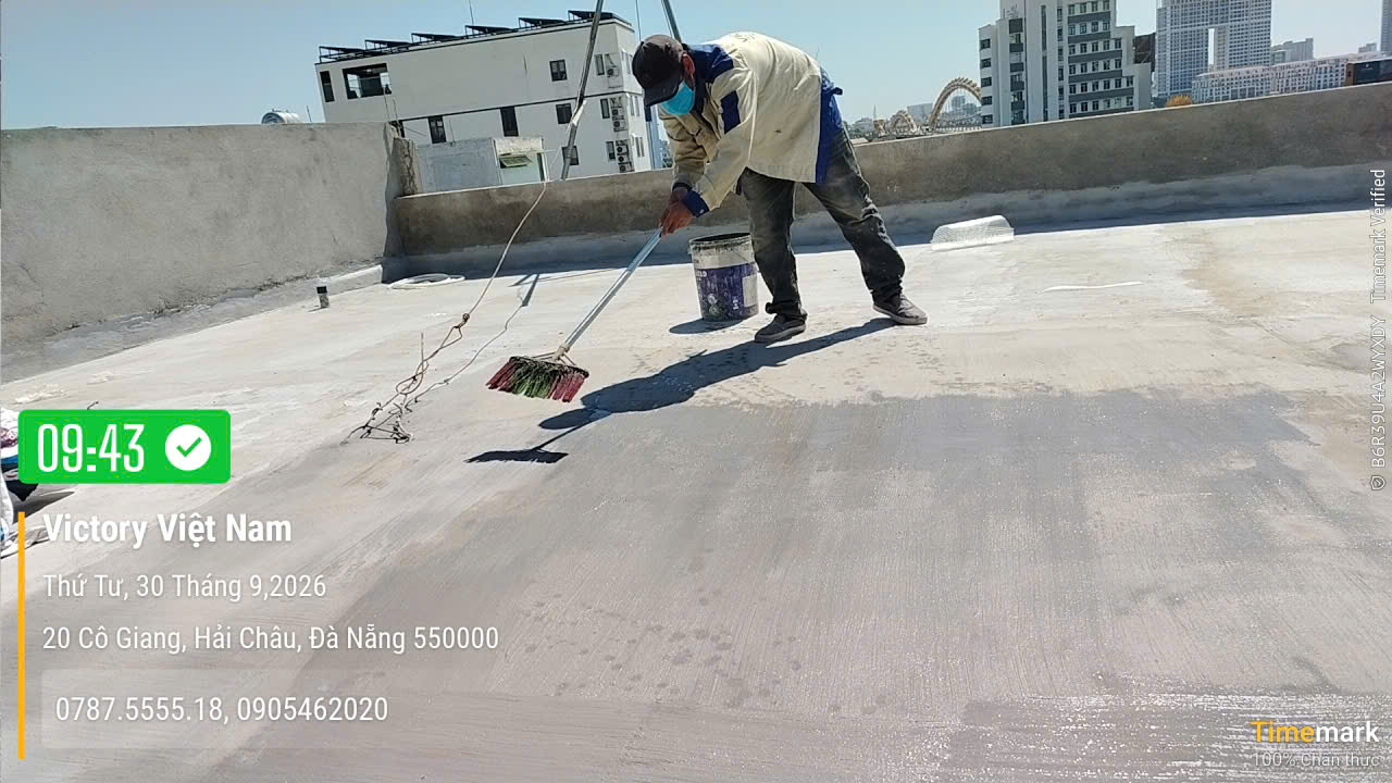 Nhà dân dụng đ. Cô Giang, Đà Nẵng: Chống thấm sàn mái, nhà vệ sinh và bể nước ngầm
