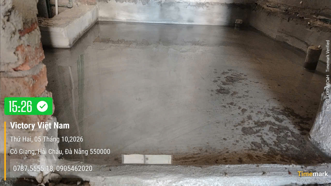 Nhà dân dụng đ. Cô Giang, Đà Nẵng: Chống thấm sàn mái, nhà vệ sinh và bể nước ngầm