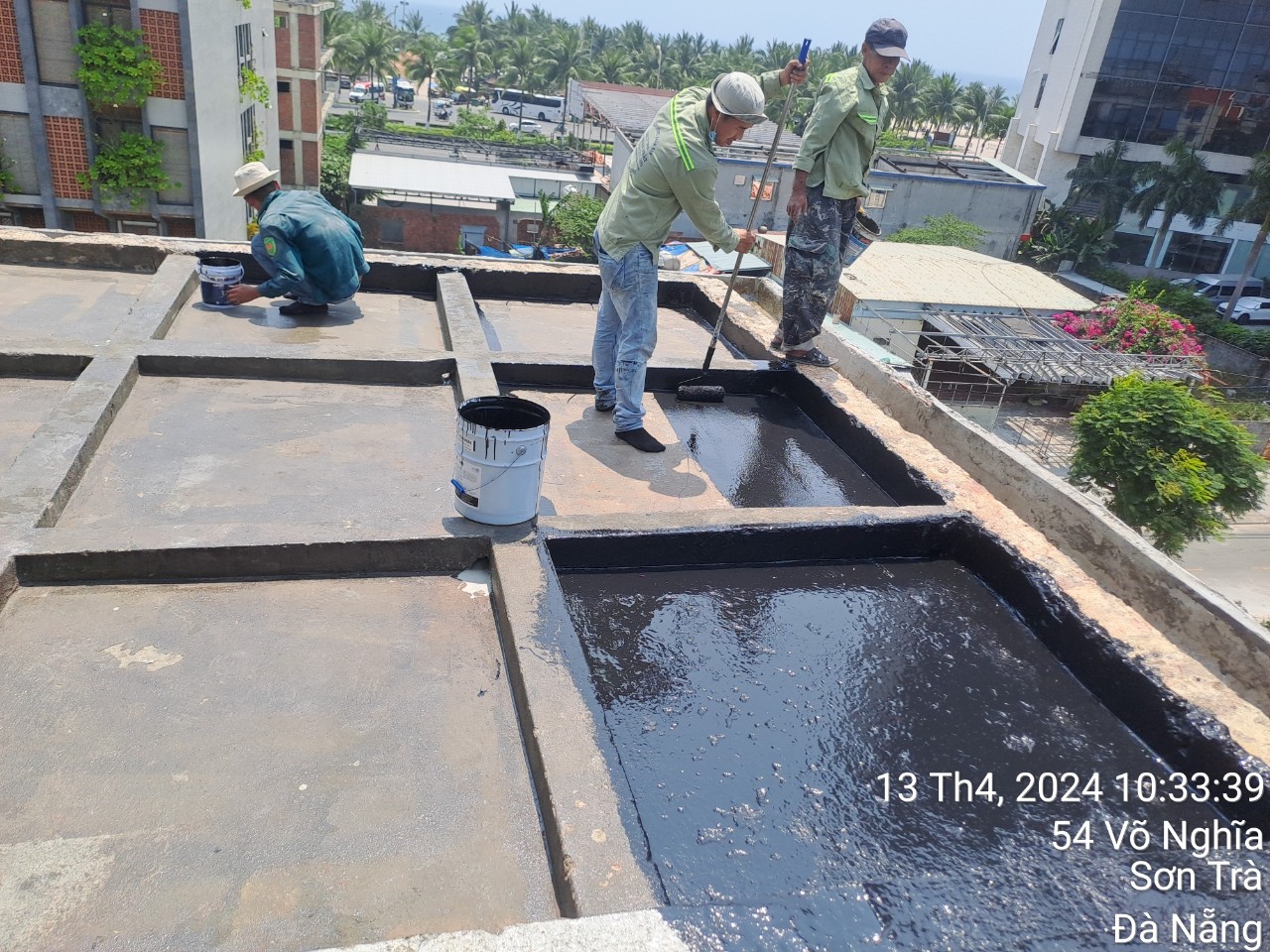 Chống thấm sàn mái Polyurethane siêu đàn hôi UP-144 biệt thự đường Võ Nghĩa tại Đà Nẵng