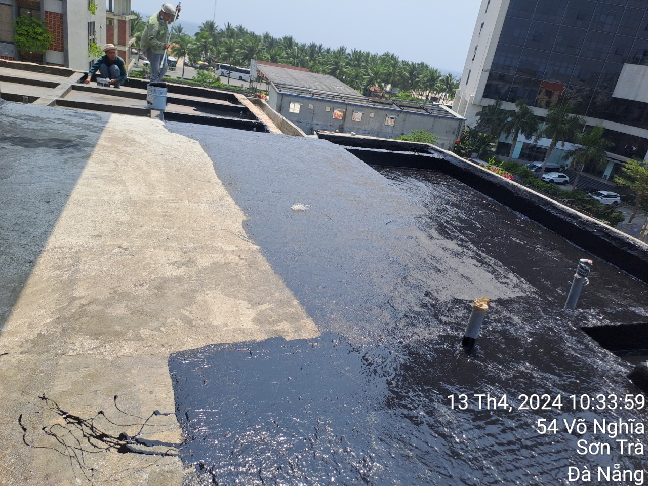 Chống thấm sàn mái Polyurethane siêu đàn hôi UP-144 biệt thự đường Võ Nghĩa tại Đà Nẵng