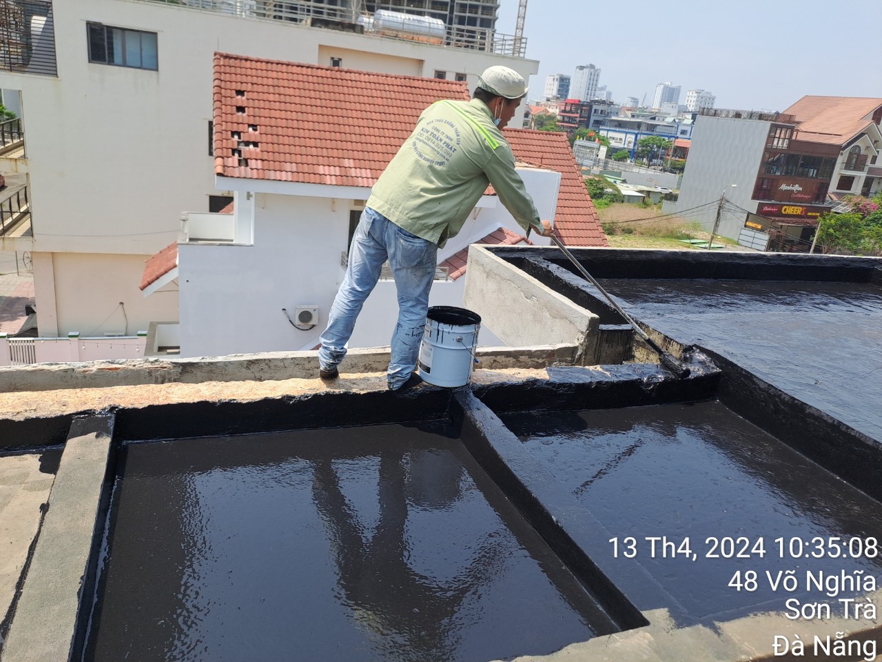 Chống thấm sàn mái Polyurethane siêu đàn hôi UP-144 biệt thự đường Võ Nghĩa tại Đà Nẵng