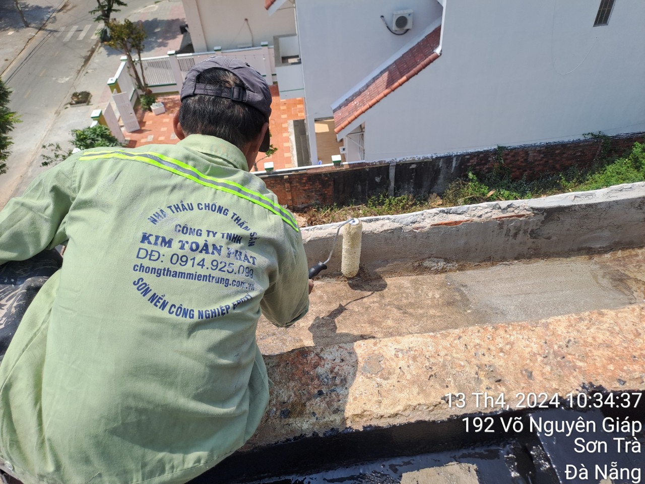 Chống thấm sàn mái Polyurethane siêu đàn hôi UP-144 biệt thự đường Võ Nghĩa tại Đà Nẵng