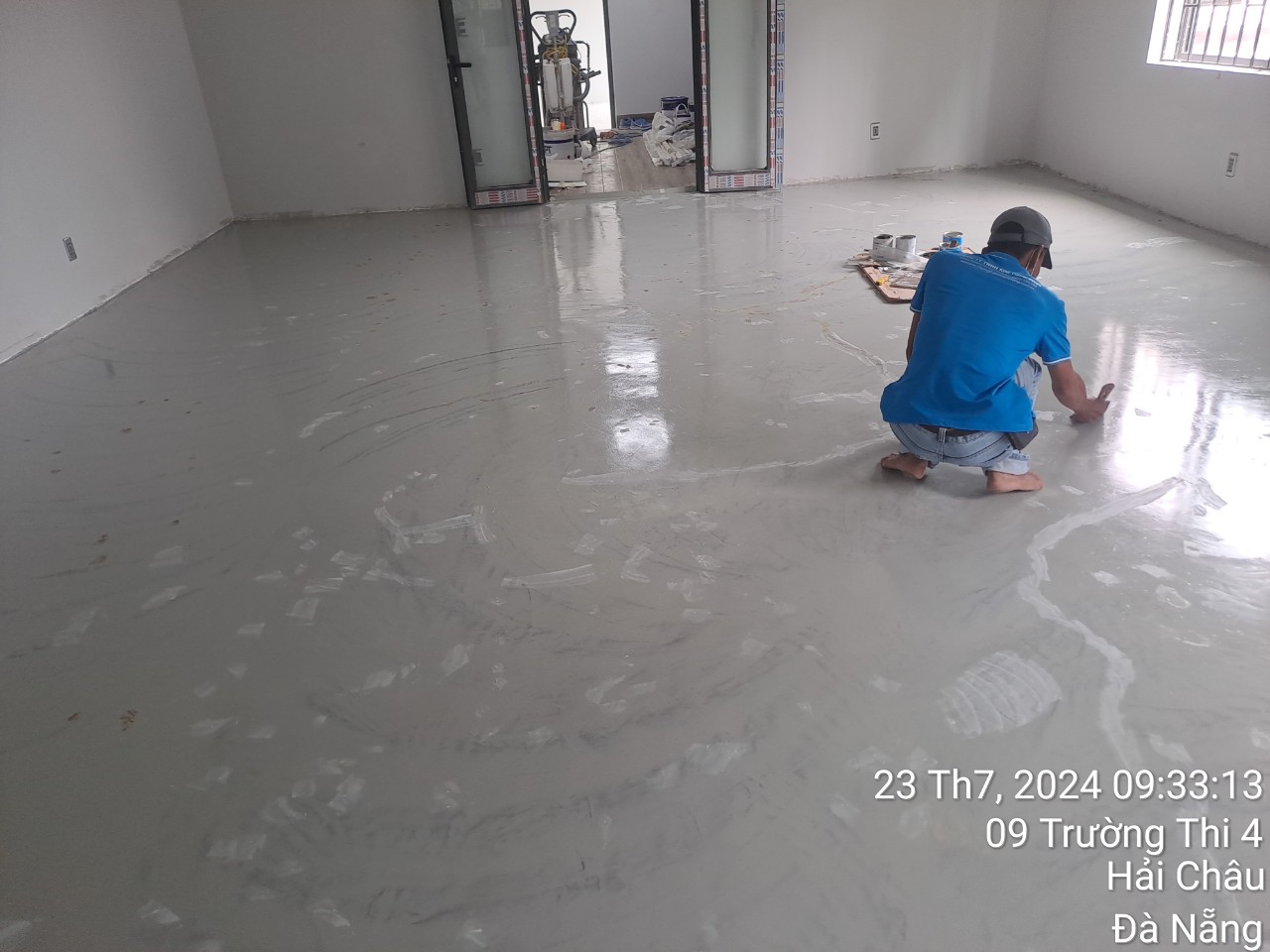 Sơn sàn Epoxy toà Building cực đẹp gần sân bay Đà Nẵng