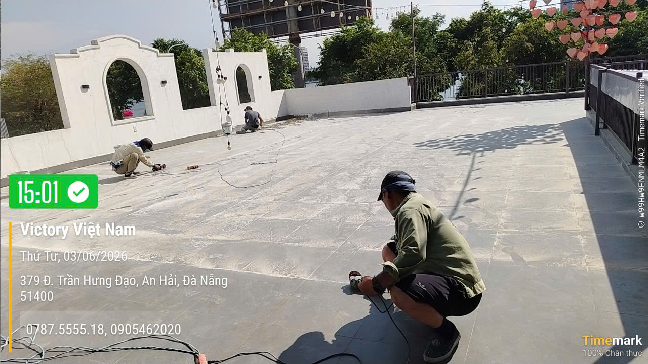 Thi công chống thấm sàn mái, sàn nhà vệ sinh khách sạn đường Trần Hưng Đạo, TP Đà Nẵng  