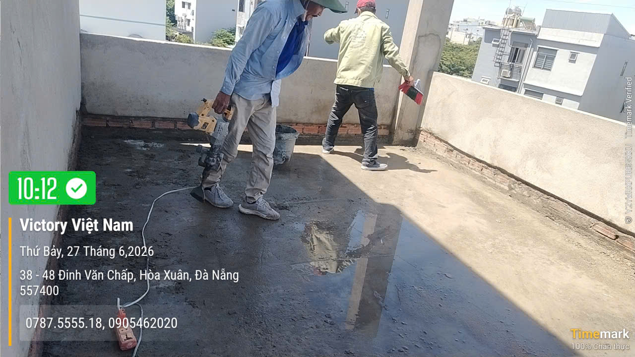 Thi công chống thấm sàn mái cho nhà dân dụng đường Đinh Văn Chấp,TP Đà Nẵng